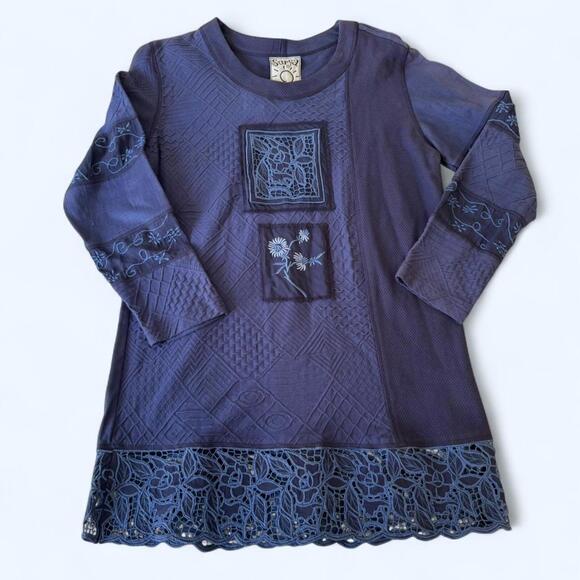 Bali Tops - NWT Surya Handmade in Bali Patchwork Lace Long Sleeve Boho Tunic Top Size XS